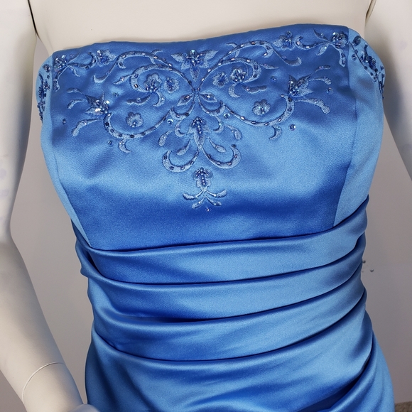 David's Bridal Strapless blue gown dress - Picture 9 of 14